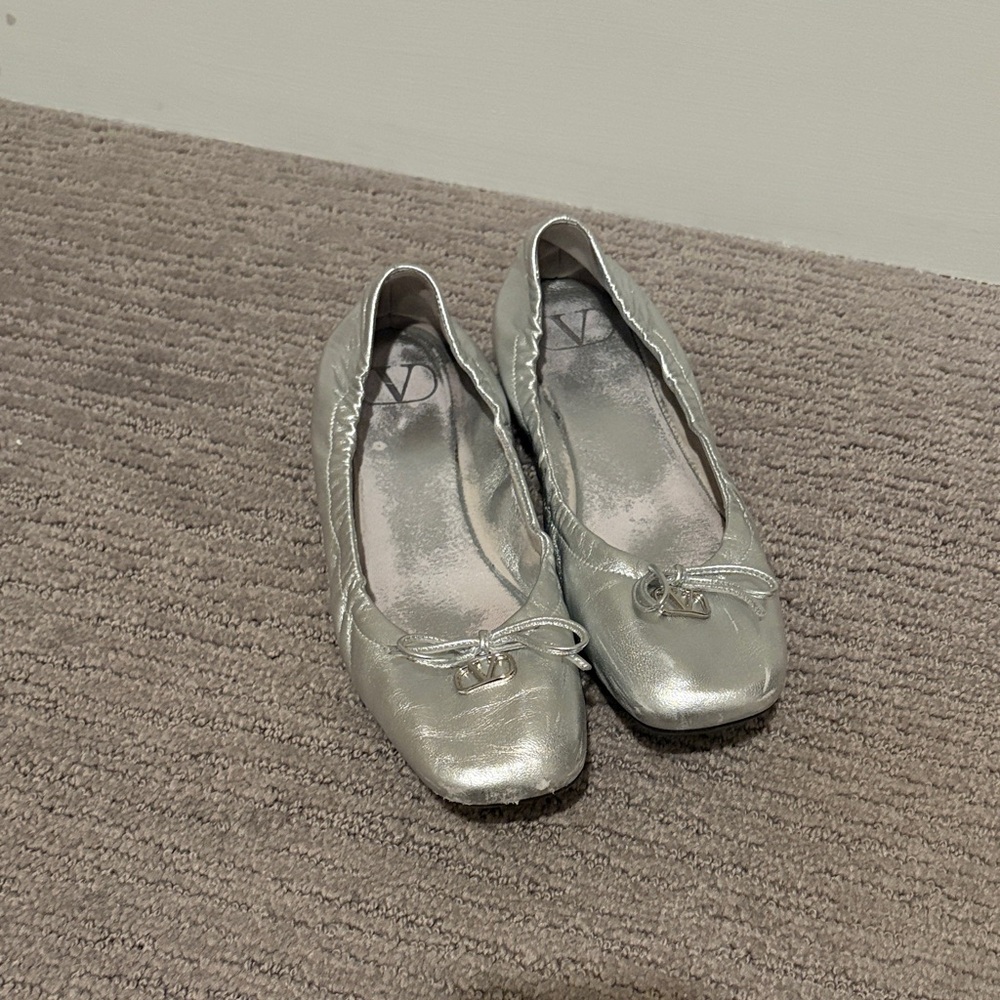 Valentino Silver Ballet Flats